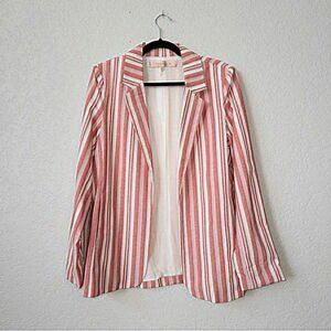 Esqualo Pink‎ White Striped Woven Blazer Jacket Size 10